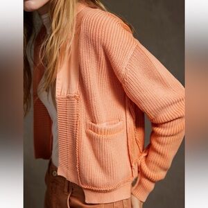 -NWT Free People We the free worn thru surplus cardigan in shell coral